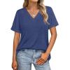 image:imageWIHOLL Womens Summer Tops Short Sleeve Basic Casual V Neck T Shirts Trendy Fashion 2026Dark Blue
