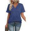 image:imageWIHOLL Womens Summer Tops Short Sleeve Basic Casual V Neck T Shirts Trendy Fashion 2026Dark Blue