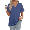 image:imageWIHOLL Womens Summer Tops Short Sleeve Basic Casual V Neck T Shirts Trendy Fashion 2026Dark Blue