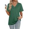 image:imageWIHOLL Womens Summer Tops Short Sleeve Basic Casual V Neck T Shirts Trendy Fashion 2026Green