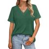 image:imageWIHOLL Womens Summer Tops Short Sleeve Basic Casual V Neck T Shirts Trendy Fashion 2026Green