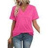image:imageWIHOLL Womens Summer Tops Short Sleeve Basic Casual V Neck T Shirts Trendy Fashion 2026Hot Pink