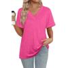 image:imageWIHOLL Womens Summer Tops Short Sleeve Basic Casual V Neck T Shirts Trendy Fashion 2026Hot Pink