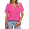 image:imageWIHOLL Womens Summer Tops Short Sleeve Basic Casual V Neck T Shirts Trendy Fashion 2026Hot Pink