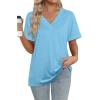 image:imageWIHOLL Womens Summer Tops Short Sleeve Basic Casual V Neck T Shirts Trendy Fashion 2026Light Blue