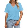 image:imageWIHOLL Womens Summer Tops Short Sleeve Basic Casual V Neck T Shirts Trendy Fashion 2026Light Blue