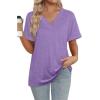 image:imageWIHOLL Womens Summer Tops Short Sleeve Basic Casual V Neck T Shirts Trendy Fashion 2026Purple