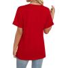 image:imageWIHOLL Womens Summer Tops Short Sleeve Basic Casual V Neck T Shirts Trendy Fashion 2026Red