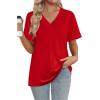 image:imageWIHOLL Womens Summer Tops Short Sleeve Basic Casual V Neck T Shirts Trendy Fashion 2026Red
