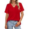 image:imageWIHOLL Womens Summer Tops Short Sleeve Basic Casual V Neck T Shirts Trendy Fashion 2026Red