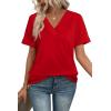 image:imageWIHOLL Womens Summer Tops Short Sleeve Basic Casual V Neck T Shirts Trendy Fashion 2026Red