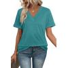 image:imageWIHOLL Womens Summer Tops Short Sleeve Basic Casual V Neck T Shirts Trendy Fashion 2026Turquoise