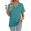 image:imageWIHOLL Womens Summer Tops Short Sleeve Basic Casual V Neck T Shirts Trendy Fashion 2026Turquoise