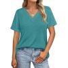 image:imageWIHOLL Womens Summer Tops Short Sleeve Basic Casual V Neck T Shirts Trendy Fashion 2026Turquoise