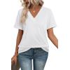 image:imageWIHOLL Womens Summer Tops Short Sleeve Basic Casual V Neck T Shirts Trendy Fashion 2026White