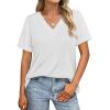 image:imageWIHOLL Womens Summer Tops Short Sleeve Basic Casual V Neck T Shirts Trendy Fashion 2026White