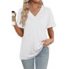 image:imageWIHOLL Womens Summer Tops Short Sleeve Basic Casual V Neck T Shirts Trendy Fashion 2026White