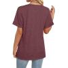image:imageWIHOLL Womens Summer Tops Short Sleeve Basic Casual V Neck T Shirts Trendy Fashion 2026Wine Red