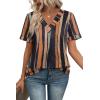 image:imageWIHOLL Womens Summer Tops Short Sleeve Basic Casual V Neck T Shirts Trendy Fashion 2026Z Black Striped Camel