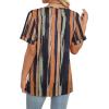 image:imageWIHOLL Womens Summer Tops Short Sleeve Basic Casual V Neck T Shirts Trendy Fashion 2026Z Black Striped Camel