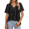 image:imageWIHOLL Womens Summer Tops Short Sleeve Basic Casual V Neck T Shirts Trendy Fashion 2026Z Black Striped White