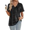 image:imageWIHOLL Womens Summer Tops Short Sleeve Basic Casual V Neck T Shirts Trendy Fashion 2026Z Black Striped White