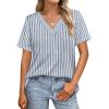image:imageWIHOLL Womens Summer Tops Short Sleeve Basic Casual V Neck T Shirts Trendy Fashion 2026Z Blue Striped White