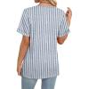 image:imageWIHOLL Womens Summer Tops Short Sleeve Basic Casual V Neck T Shirts Trendy Fashion 2026Z Blue Striped White