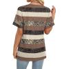 image:imageWIHOLL Womens Summer Tops Short Sleeve Basic Casual V Neck T Shirts Trendy Fashion 2026Z Brown Stripes