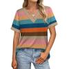 image:imageWIHOLL Womens Summer Tops Short Sleeve Basic Casual V Neck T Shirts Trendy Fashion 2026Z Colorful Stripes
