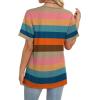 image:imageWIHOLL Womens Summer Tops Short Sleeve Basic Casual V Neck T Shirts Trendy Fashion 2026Z Colorful Stripes