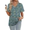 image:imageWIHOLL Womens Summer Tops Short Sleeve Basic Casual V Neck T Shirts Trendy Fashion 2026Z Floral Blue