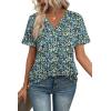 image:imageWIHOLL Womens Summer Tops Short Sleeve Basic Casual V Neck T Shirts Trendy Fashion 2026Z Floral Blue