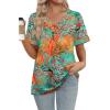 image:imageWIHOLL Womens Summer Tops Short Sleeve Basic Casual V Neck T Shirts Trendy Fashion 2026Z Floral Tropical