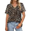 image:imageWIHOLL Womens Summer Tops Short Sleeve Basic Casual V Neck T Shirts Trendy Fashion 2026Z Leopard Print