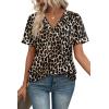 image:imageWIHOLL Womens Summer Tops Short Sleeve Basic Casual V Neck T Shirts Trendy Fashion 2026Z Leopard Print