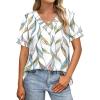 image:imageWIHOLL Womens Summer Tops Short Sleeve Basic Casual V Neck T Shirts Trendy Fashion 2026Z Multi Leaf