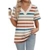 image:imageWIHOLL Womens Summer Tops Short Sleeve Basic Casual V Neck T Shirts Trendy Fashion 2026Z Striped