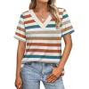 image:imageWIHOLL Womens Summer Tops Short Sleeve Basic Casual V Neck T Shirts Trendy Fashion 2026Z Striped