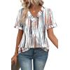 image:imageWIHOLL Womens Summer Tops Short Sleeve Basic Casual V Neck T Shirts Trendy Fashion 2026Z Tiedye Brown