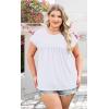 image:imageWIHOLL Womens Summer Tops Trendy 2026 Lace Crochet Cap Short Sleeve Shirts Crew Neck T Shirts Casual Loose BlousesAll White