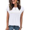 image:imageWIHOLL Womens Summer Tops Trendy 2026 Lace Crochet Cap Short Sleeve Shirts Crew Neck T Shirts Casual Loose BlousesAll White