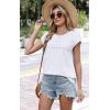 image:imageWIHOLL Womens Summer Tops Trendy 2026 Lace Crochet Cap Short Sleeve Shirts Crew Neck T Shirts Casual Loose BlousesAll White