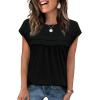 image:imageWIHOLL Womens Summer Tops Trendy 2026 Lace Crochet Cap Short Sleeve Shirts Crew Neck T Shirts Casual Loose BlousesBlack
