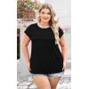 image:imageWIHOLL Womens Summer Tops Trendy 2026 Lace Crochet Cap Short Sleeve Shirts Crew Neck T Shirts Casual Loose BlousesBlack