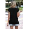 image:imageWIHOLL Womens Summer Tops Trendy 2026 Lace Crochet Cap Short Sleeve Shirts Crew Neck T Shirts Casual Loose BlousesBlack