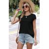 image:imageWIHOLL Womens Summer Tops Trendy 2026 Lace Crochet Cap Short Sleeve Shirts Crew Neck T Shirts Casual Loose BlousesBlack