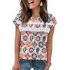 image:imageWIHOLL Womens Summer Tops Trendy 2026 Lace Crochet Cap Short Sleeve Shirts Crew Neck T Shirts Casual Loose BlousesFloral Boho