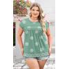 image:imageWIHOLL Womens Summer Tops Trendy 2026 Lace Crochet Cap Short Sleeve Shirts Crew Neck T Shirts Casual Loose BlousesFloral Green