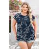 image:imageWIHOLL Womens Summer Tops Trendy 2026 Lace Crochet Cap Short Sleeve Shirts Crew Neck T Shirts Casual Loose BlousesFloral Navy